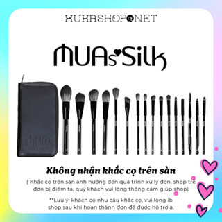 [Bộ cọ MUA.s Silk 16 cây] Bộ Cọ MUA.s Silk 16 Cây Đen Kèm Túi Chất Lông Mền Mịn Bộ Cọ Trang Điểm Chuyên Nghiệp