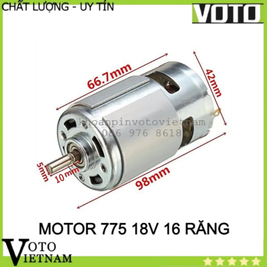 Motor DC 775 18V 16 răng trục tròn lõi đồng công suất cao Voto