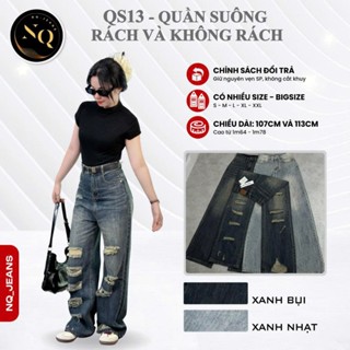 QS13 - Quần Suông Nữ Lưng Cao Chất QC Không Giãn Rách Và Không Rách Dài 113 Cm NQ_Jeans