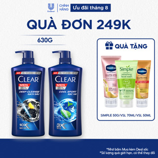 Dầu Gội Đầu cho nam Clear Men đánh bay gàu, ngứa và vi khuẩn mát lạnh cực đỉnh suốt ngày dài 630g