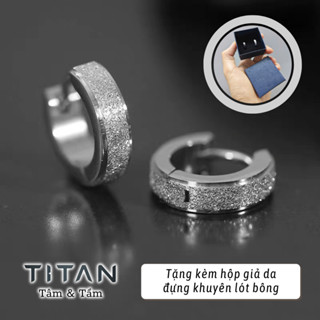 Khuyên tai nam tròn unisex, bông tai đính đá kim cương cực đẹp, khuyên xỏ tai kẹp vành tai 2 màu trắng đen TITAN Shop