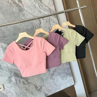 [Có ảnh thật] Áo croptop tập gym, tập yoga nữ có mút đệm ngực và đan dây sau lưng sexy, ôm body