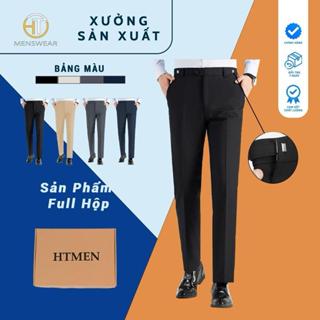  Quần âu cạp trượt HTMenswear vải Tuytsi79 Luxury cao cấp quần tây nam sidetab cạp điều chỉnh dáng slimfit  Pants  Đen 