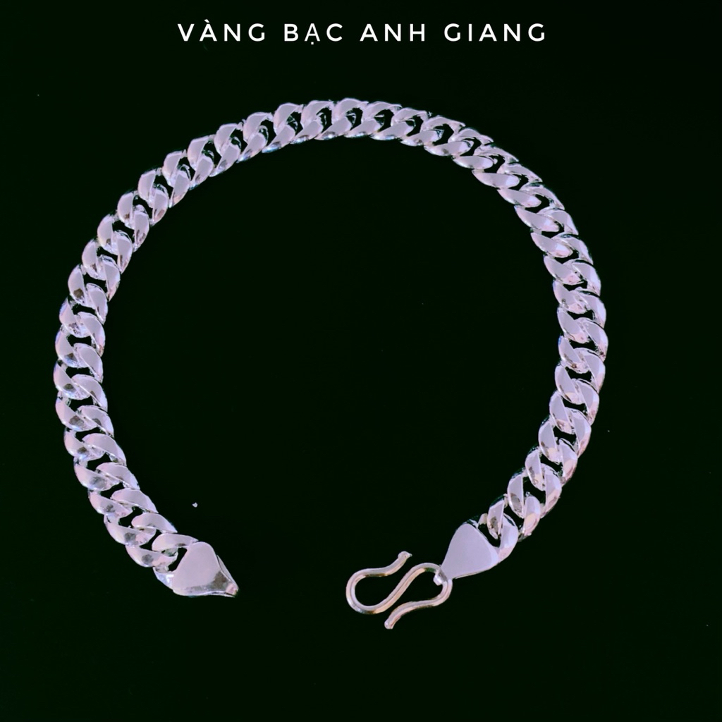 Lắc tay nam bạc ta-Vàng bạc anh giang lắc đơn họng mo bản 7li bạc s925