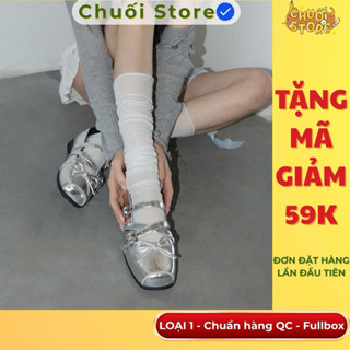   BẢN XỊN CHUẨN QC  Giày bệt nơ nữ LOẠI 1 đế thấp mũi vuông phối quai cài có nơ siêu xinh phong cách hàn quốc cho nữ xinh 