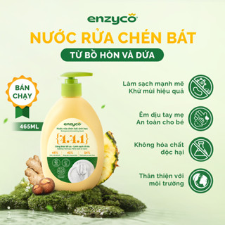 Nước Rửa Chén Bát Sinh Học ENZYCO 465ml - Chiết Xuất Bồ Hòn và Enzyme Dứa,Sạch Dầu Mỡ,An toàn cho da