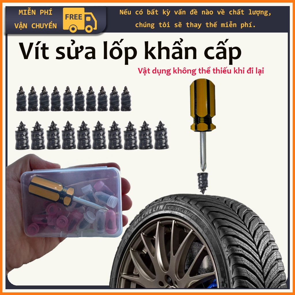 Vít sửa lốp khẩn cấp, không cần tháo lốp, sửa chữa nhanh chóng, có thể sử dụng cho xe hơi / xe máy lốp chân không