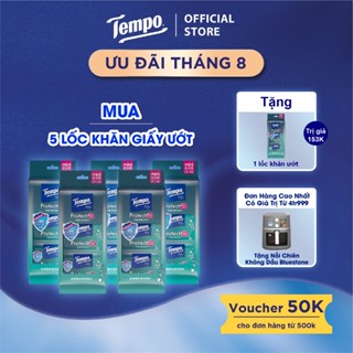 [MUA 5 LỐC TẶNG 1 LỐC KHĂN ƯỚT MINI] Khăn Uớt Mini Tempo Protect Ngăn Ngừa Vi Khuẩn Cao Cấp An Toàn