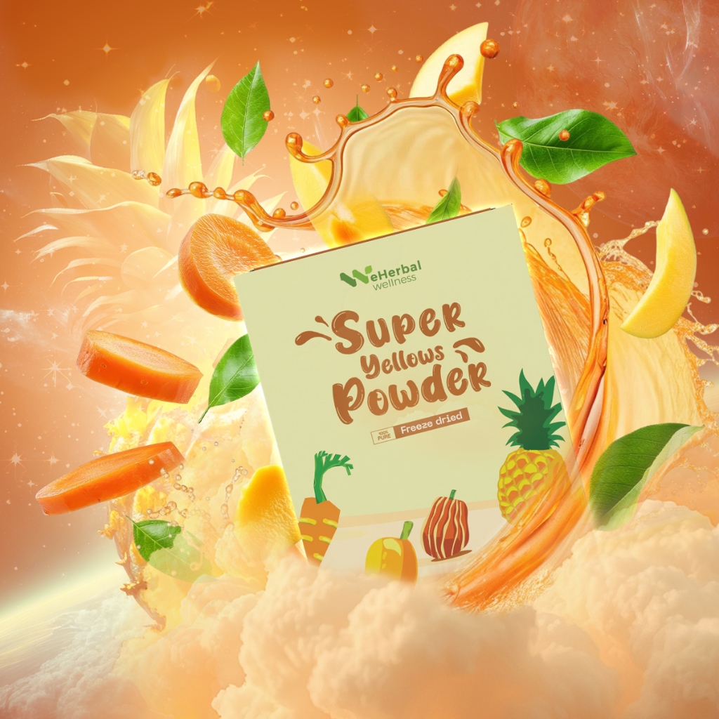 [MUA 1 TẶNG 1] Bột Nước Ép Hoa Quả Tổng Hợp Vàng Không Đường Sấy Thăng Hoa Eherbal Wellness (Hộp 60g