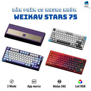 Bàn phím cơ khung nhôm CNC STARS 75  / Stars 75S - 3 mode kết nối - LED RGB - Có APP - Hotswap - Full nhôm