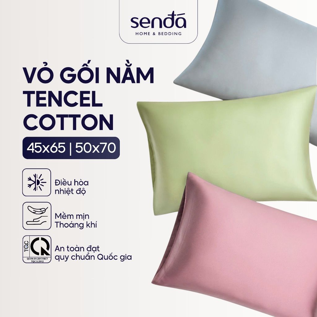 Vỏ gối Lụa Tencel Cotton Sen Đá Home Bedding 50x70 45x65 cm cao cấp trơn màu, áo, bao gối nằm Lyocel