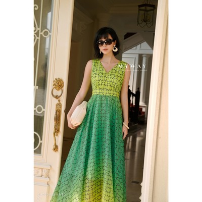 Đầm Maxi Nữ MY WAY Họa Tiết Chuyển Màu Cao Cấp 9MD20488w