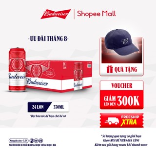 Thùng 24 Lon Bia Budweiser Sleek Can Chính Hãng (330ml/ lon)
