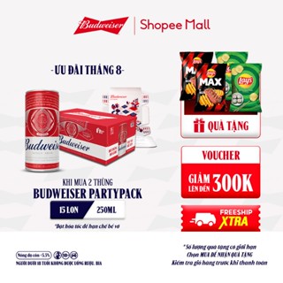 Combo 2 Thùng 15 Lon Bia Budweiser PartyPack Chính Hãng (250ml/lon)