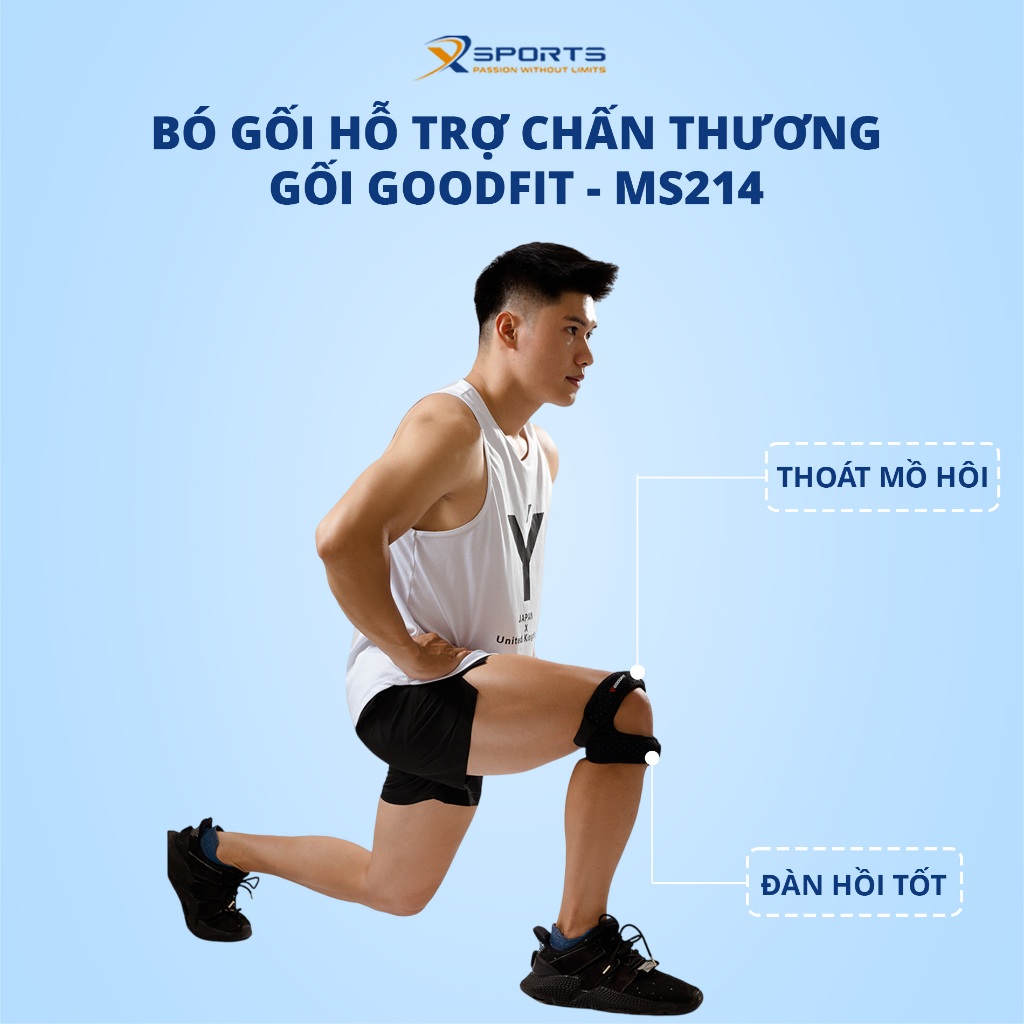 Bó Gối Hỗ Trợ Chấn Thương GOODFIT GF521K – Cố Định Khớp Gối, Co Giãn Tốt, Giảm Đau Khi Vận Động