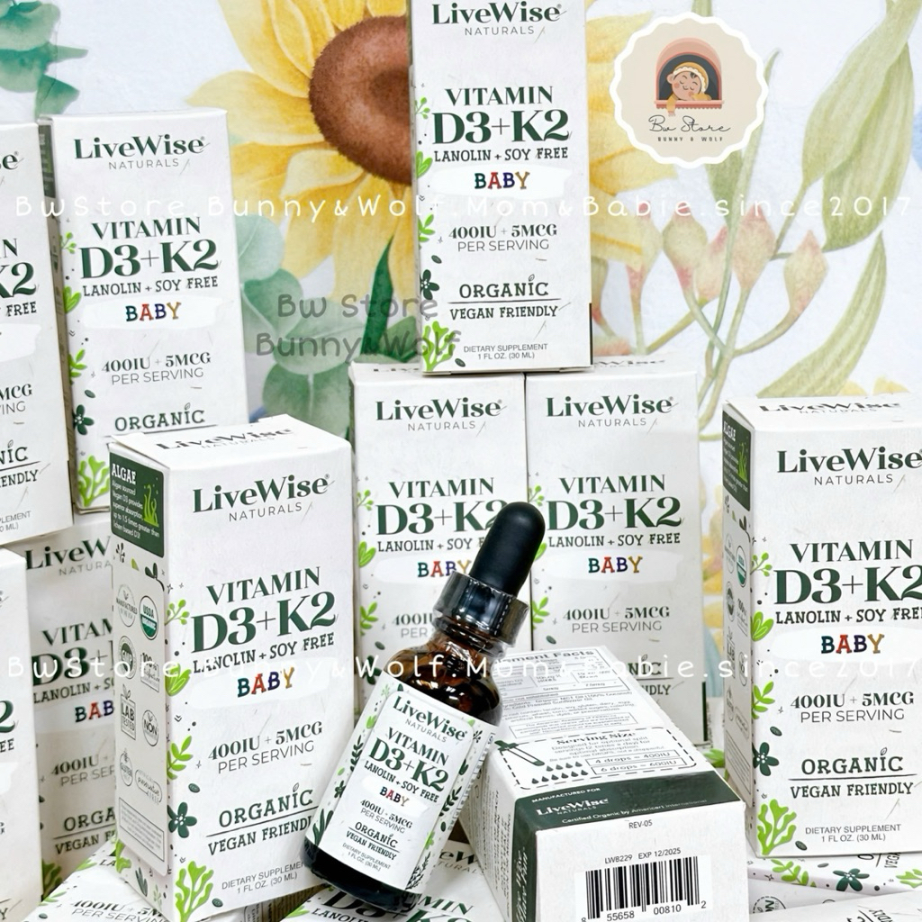 Vitamin D3+K2 LiveWise Naturals - Mỹ - Hộp 30ml [ BW Store ]