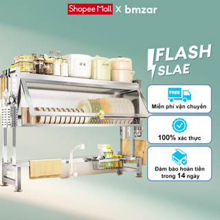 BMZAR Kệ chén có nắp đậy inox Kệ để chén bát Trên Bồn Rửa Bát Đa Năng Kệ úp chén inox
