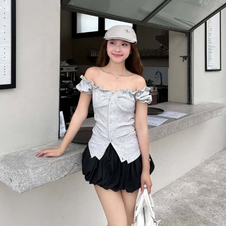 [XẢ KHO] Áo Kiểu Nữ Trễ Vai Tay Bồng Có Dây Thắt Eo Mùa Hè Giveme.clothing_saigon | BigBuy360 - bigbuy360.vn