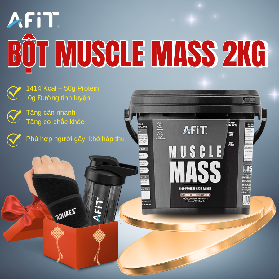 Bột tăng cân tăng cơ Afit Muscle Mass 2kg – giàu đạm và năng lượng – hỗ trợ người gầy tăng cơ tăng