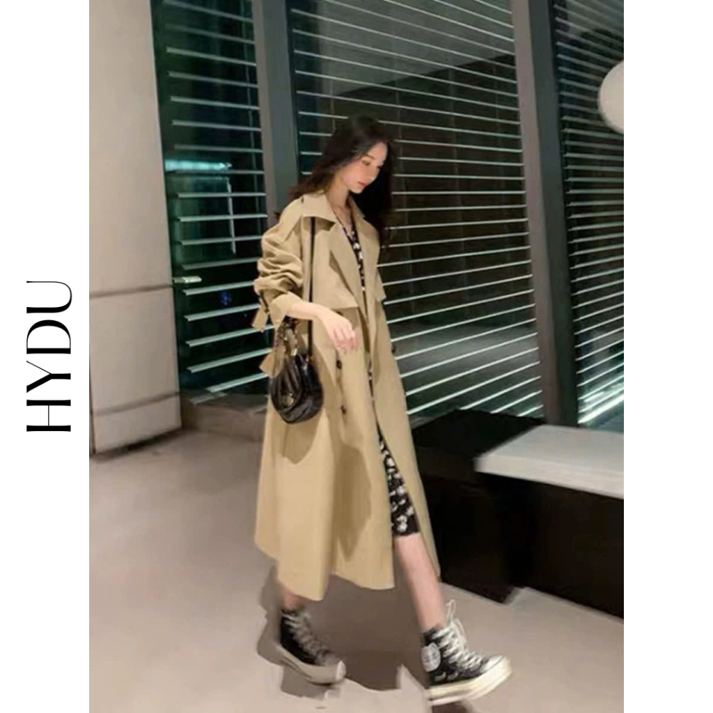 (Sẵn) Áo Khoác Măng Tô Dáng Dài Chất Kaki Không Nhăn Dành Cho Nữ-Hàng Cao Cấp | BigBuy360 - bigbuy360.vn