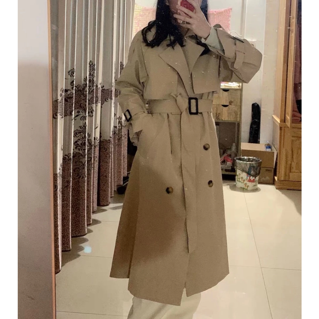 (Sẵn) Áo Khoác Măng Tô Dáng Dài Chất Kaki Không Nhăn Dành Cho Nữ-Hàng Cao Cấp | BigBuy360 - bigbuy360.vn
