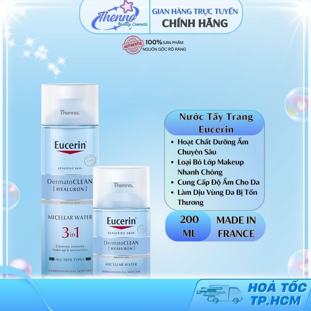 Nước Tẩy Trang Cho Da Nhạy Cảm Eucerin Sensitive Skin Dermatoclean Micellar Water 3in1 200ml