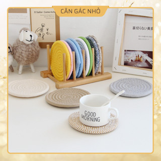 Tấm Lót Ly Bình Vải Loại Dày, Êm, Thấm Nước, Chống Va Đập, Miếng Lót Ly Bình Trà - Căn Gác Nhỏ