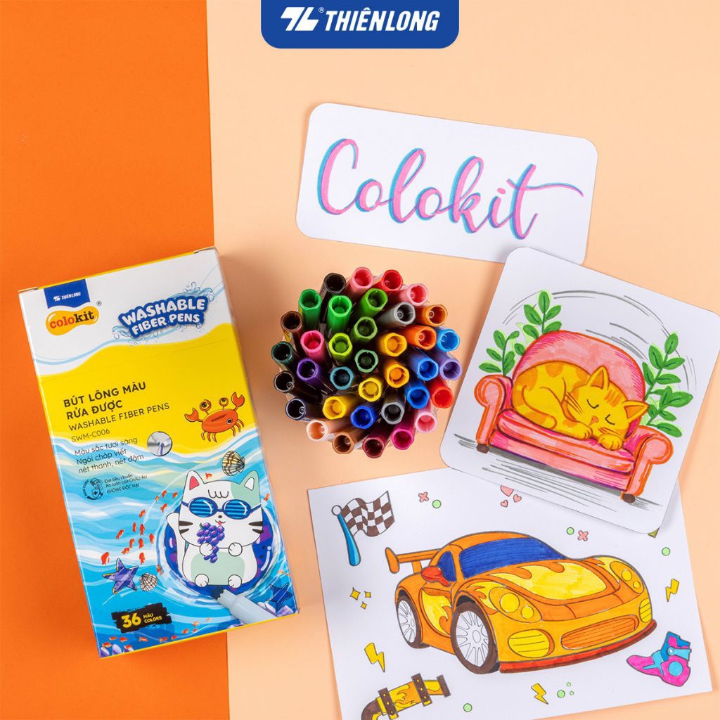 BÚT LÔNG MÀU RỬA ĐƯỢC FIBER PEN THIÊN LONG COLOKIT