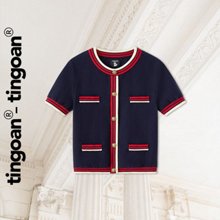 TINGOAN® - Áo len xù xanh than cổ tròn viền 2 line SHANGHAI TOP/DB