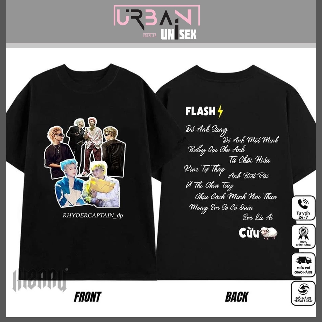 [ THE URBAN ] BST Áo thun Unisex nam nữ RhyCap anh trai say hi atsh captain boy và rhyder - Black Pi