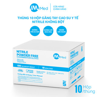  Thùng găng tay y tế Imed Nitrile không bột màu xanh 3.5g 10 hộp thùng 