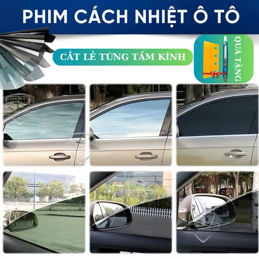 Phim cách nhiệt dán kính ô tô-Chặn tia UV,chống nóng,bảo vệ nội thất xe(kính lái link khổ ngang)