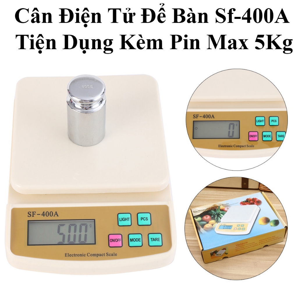 Cân Điện Tử Để Bàn Sf-400A Tiện Dụng Tặng Kèm Pin Max 5Kg