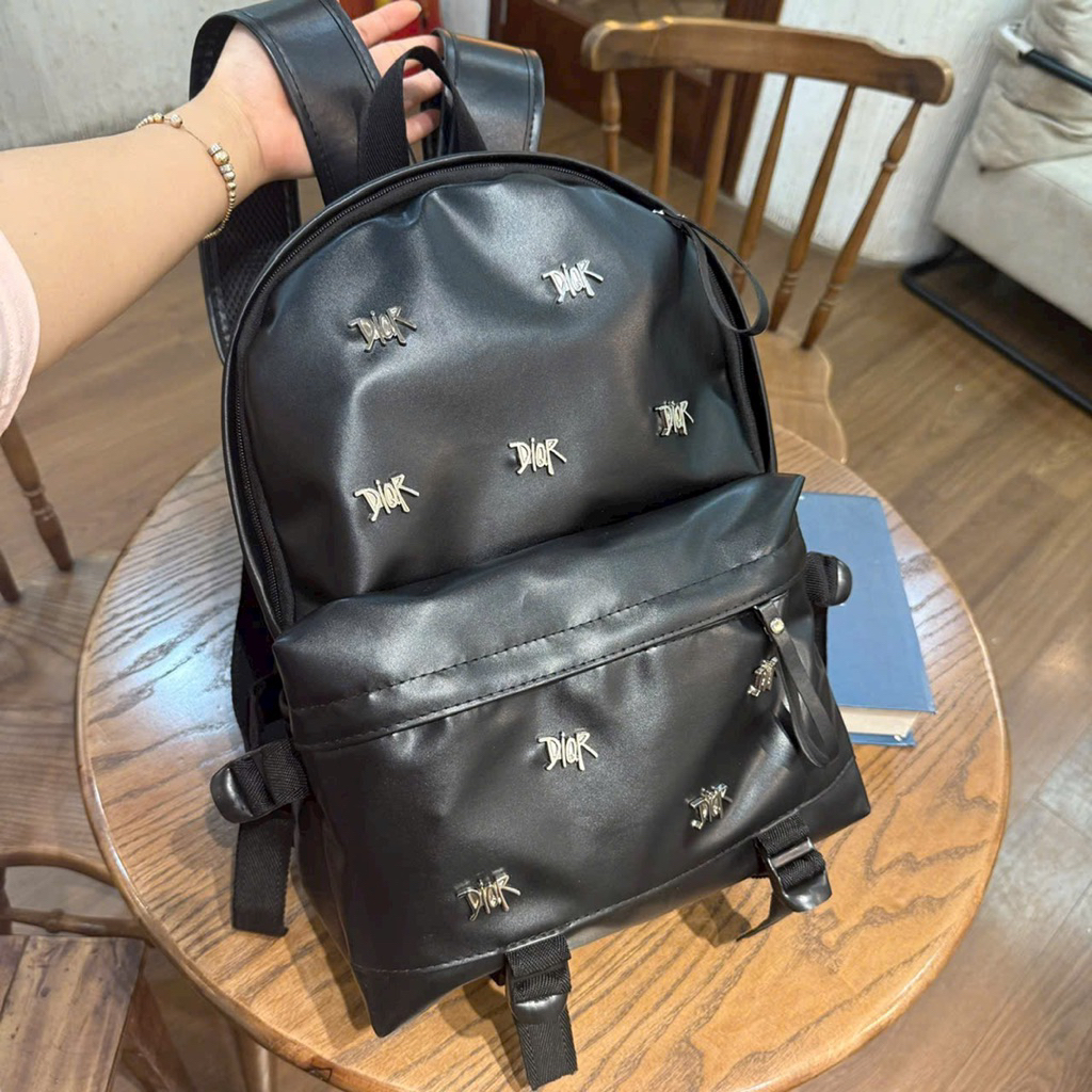 Balo Da Đen Lv Cho Nam Nữ Size 40 Gắn Charm