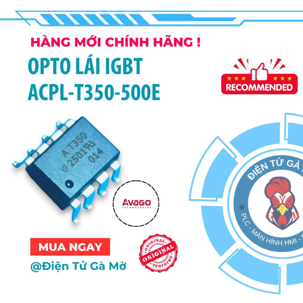 [1 CON] OPTO Lái Mosfet IGBT Cách Ly, ACPL-T350-500E AT350 SOP-8, Mới Chính Hãng Avago 100%