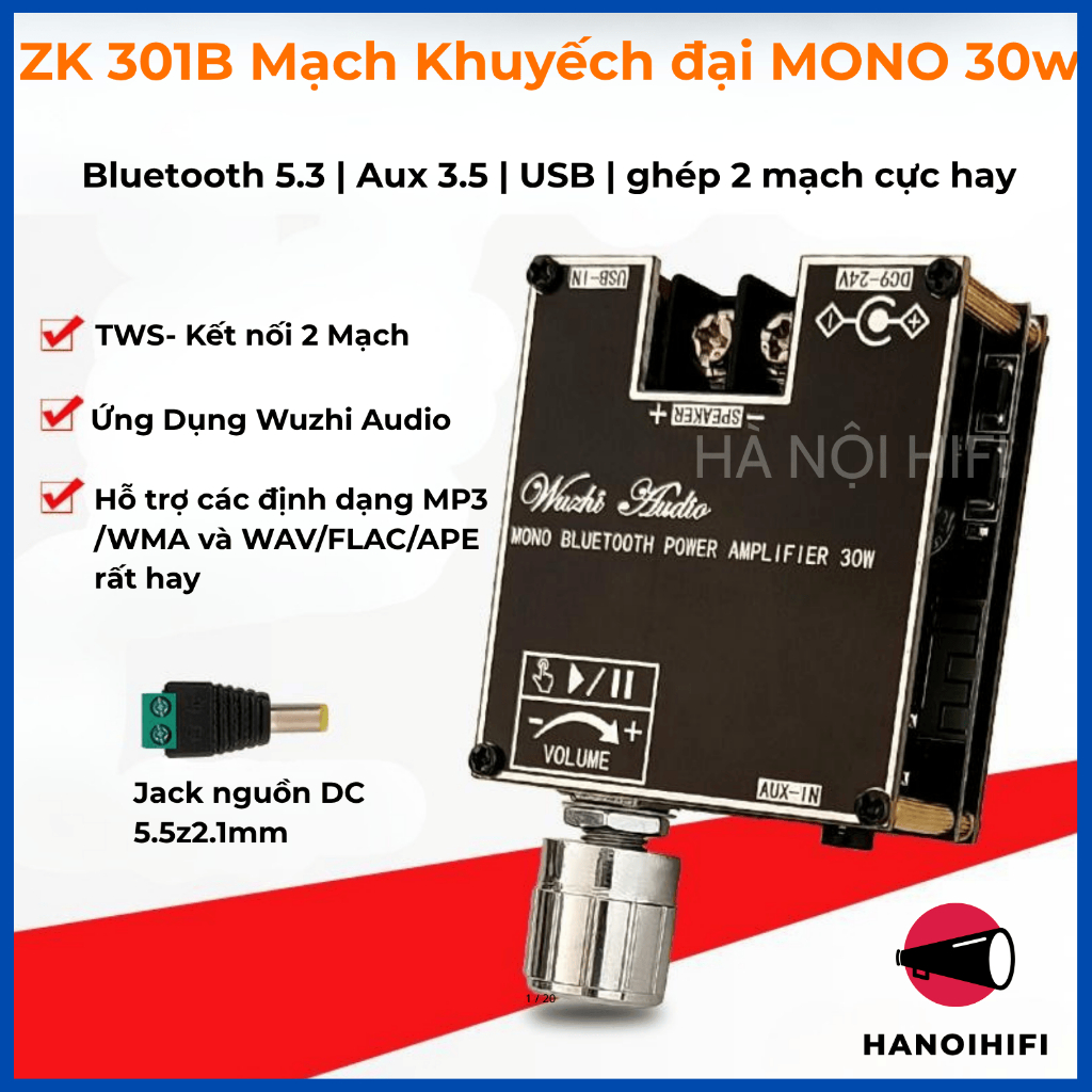 ZK 301B Mạch khuyếch đại âm thanh MONO 30w từ hãng wuzhi audio chuẩn