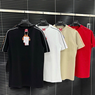  Áo phông nam nữ Premium Cotton Kappa mặt trước sau in chữ hãng viền ống tay dệt viền cao cấp 