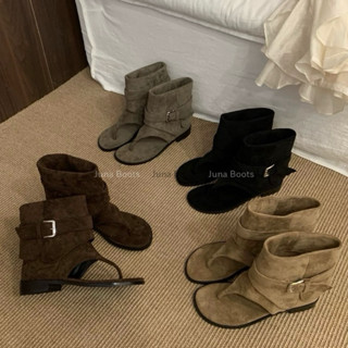 Giày Bốt nữ xỏ ngón da lộn phong cách Cowboy hàng Qccc - Giày boots nữ cổ ngắn đế bệt mùa hè trẻ trung