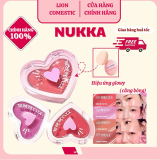   Tặng Mút  NUKKA  Má Hồng Kem Highlight Hiệu Ứng Ánh Nước Glowy Căng Bóng Dưỡng Ẩm Tạo Khối Khuôn Mặt Nâng Tone Tự Nhiên 