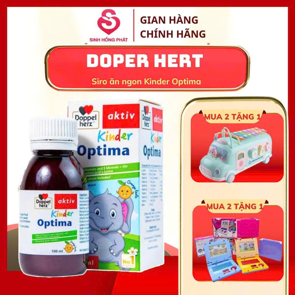 Combo 2 hộp Siro bổ sung vitamin và khoáng chất cho bé Kinder Optima