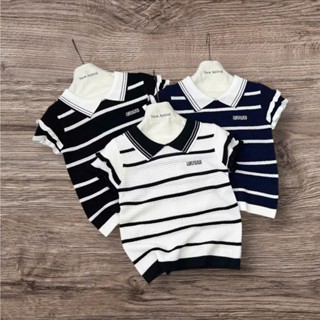 áo polo len  mongtoghi cộc tay MM phối tay bèo 2 tầng, áo len QCL1 siêu xinh
