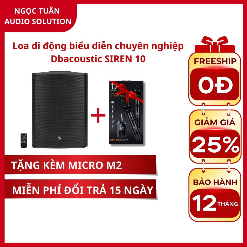 Loa di động biểu diễn chuyên nghiệp Dbacoustic SIREN 10 - TẶNG KÈM MICRO DI ĐỘNG M2 CAO CẤP
