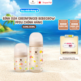Bình sữa cho bé Greenfinger Bebegrow chất liệu nhựa PPSU an toàn, chịu nhiệt tốt 160ml/280ml Green Finger