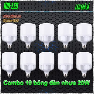  Combo 10 bóng đèn LED trụ tròn 20W giá rẻ ánh sáng trắng bảo hành 12 tháng 