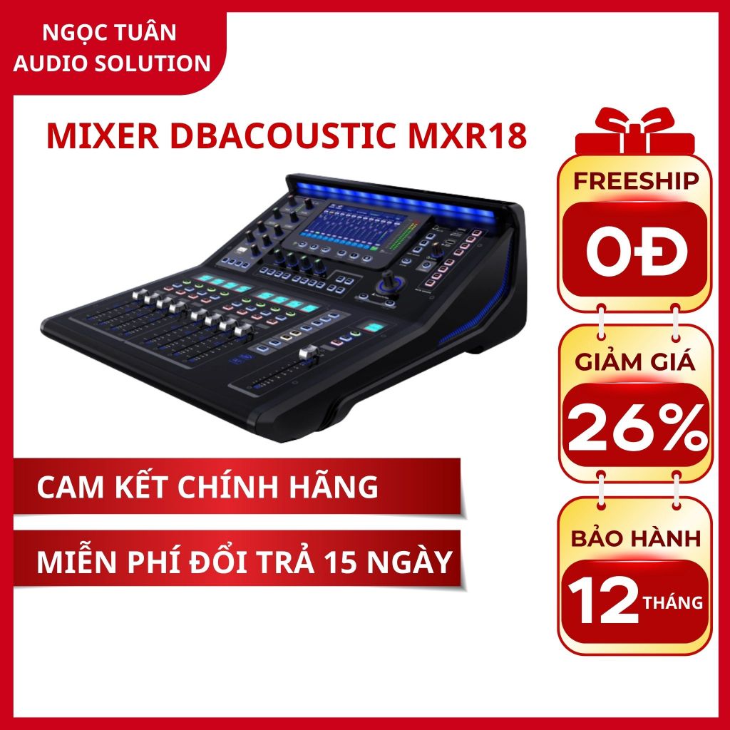 Mixer Diggital DBacoustic MXR18- Mixer Kỹ Thuật Số DSP 48kHz Cao Cấp,Trang bị 18 input, 14 output