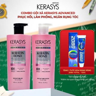 Cặp dầu gội xả Kerasys Advanced Keratin Bond Volume phục hồi chuyên sâu, làm phồng, ngăn rụng tóc