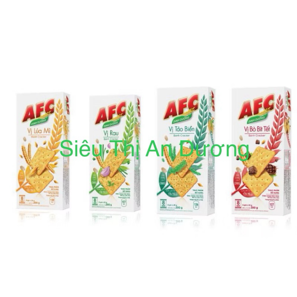 combo 3 hộp Bánh AFC đủ vị - Lúa mì, tảo biển, cốm non, bò bít tết, rau 172gr