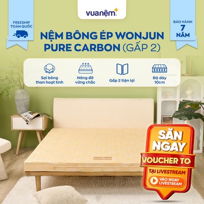 Nệm Bông ép Wonjun Pure Carbon, Đệm cứng vừa phải, hỗ trợ giảm đau lưng dày
