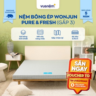[Giao hàng toàn quốc] Nệm Bông ép Wonjun Pure & Fresh dày 9cm