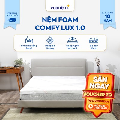 Nệm foam Comfy Lux 1.0 cao cấp thông thoáng dày 20cm